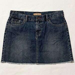 Vintage Tommy Jeans Distressed Denim Mini Skirt w/Raw Bottom Hem, Flap Pockets